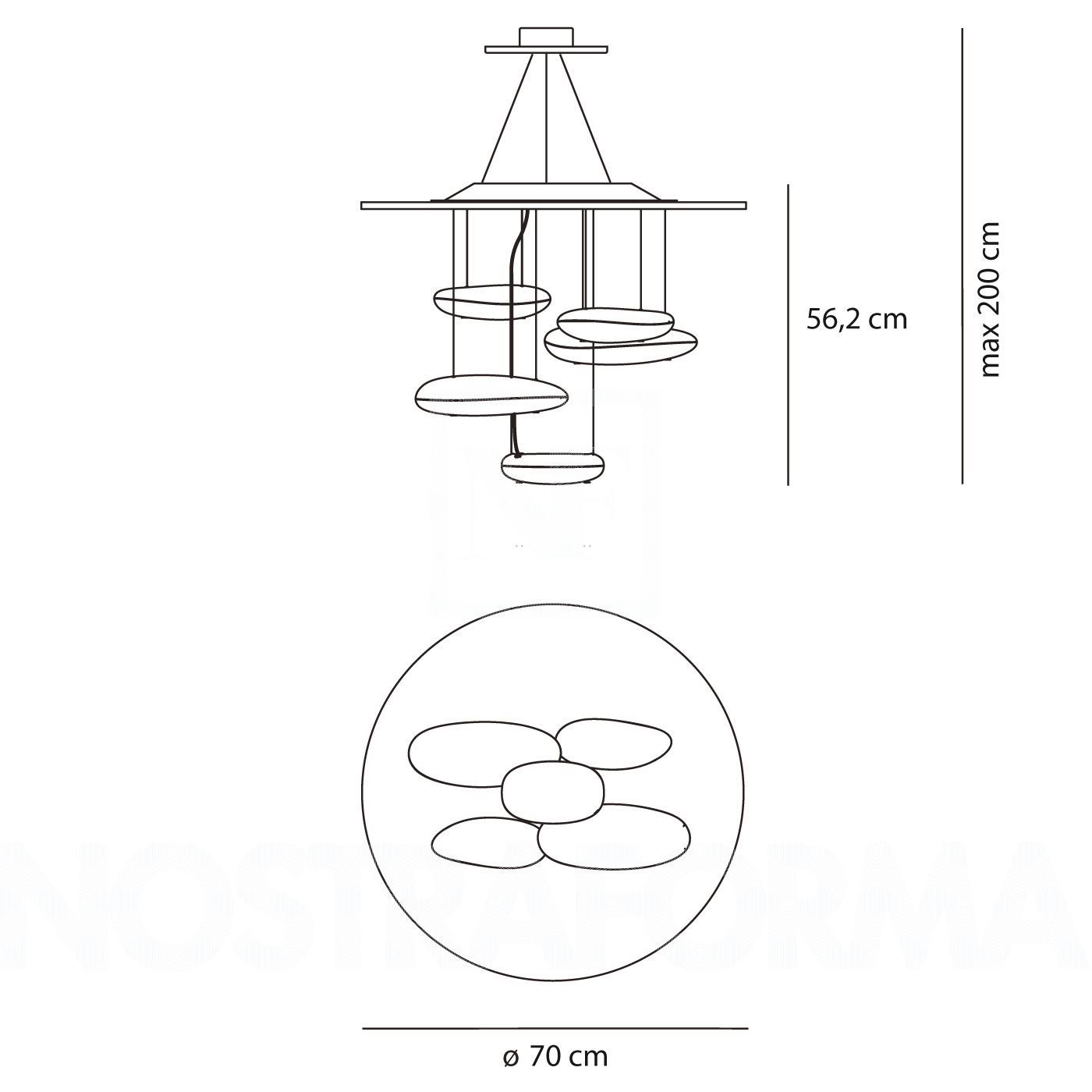 Dimensions suspension MERCURY Artemide by MEGALUX 33